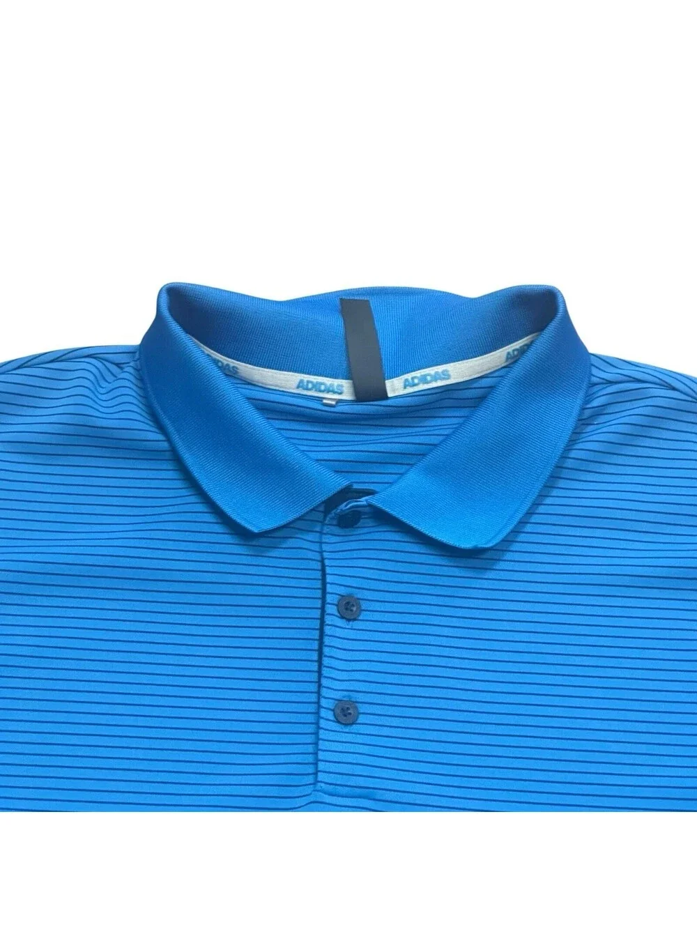 Adidas Polo Shirt Mens 2XL Blue Striped Short Sleeve